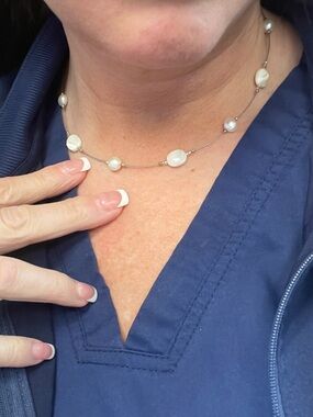 Silpada's Aurelia 925 Sterling Silver MOP & Pearl Station Necklace 16”